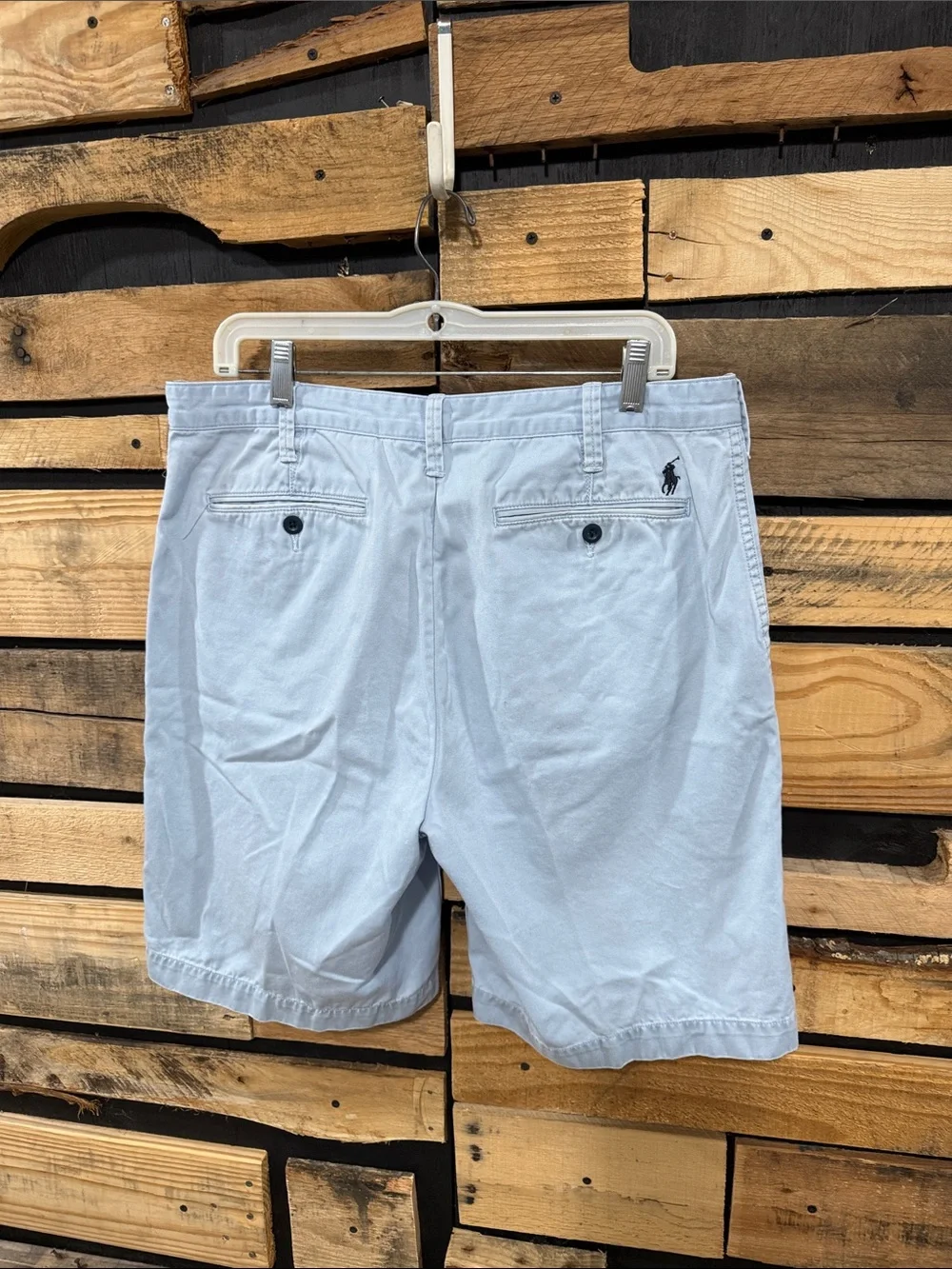 Men’s Polo Ralph Lauren 9.5” Relaxed-Fit Chino baby blue‎ shorts size 34 Preppy